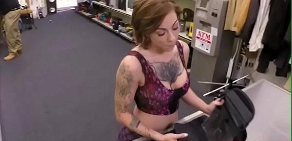  Hot tattoo artist gets banged in the pawnshop